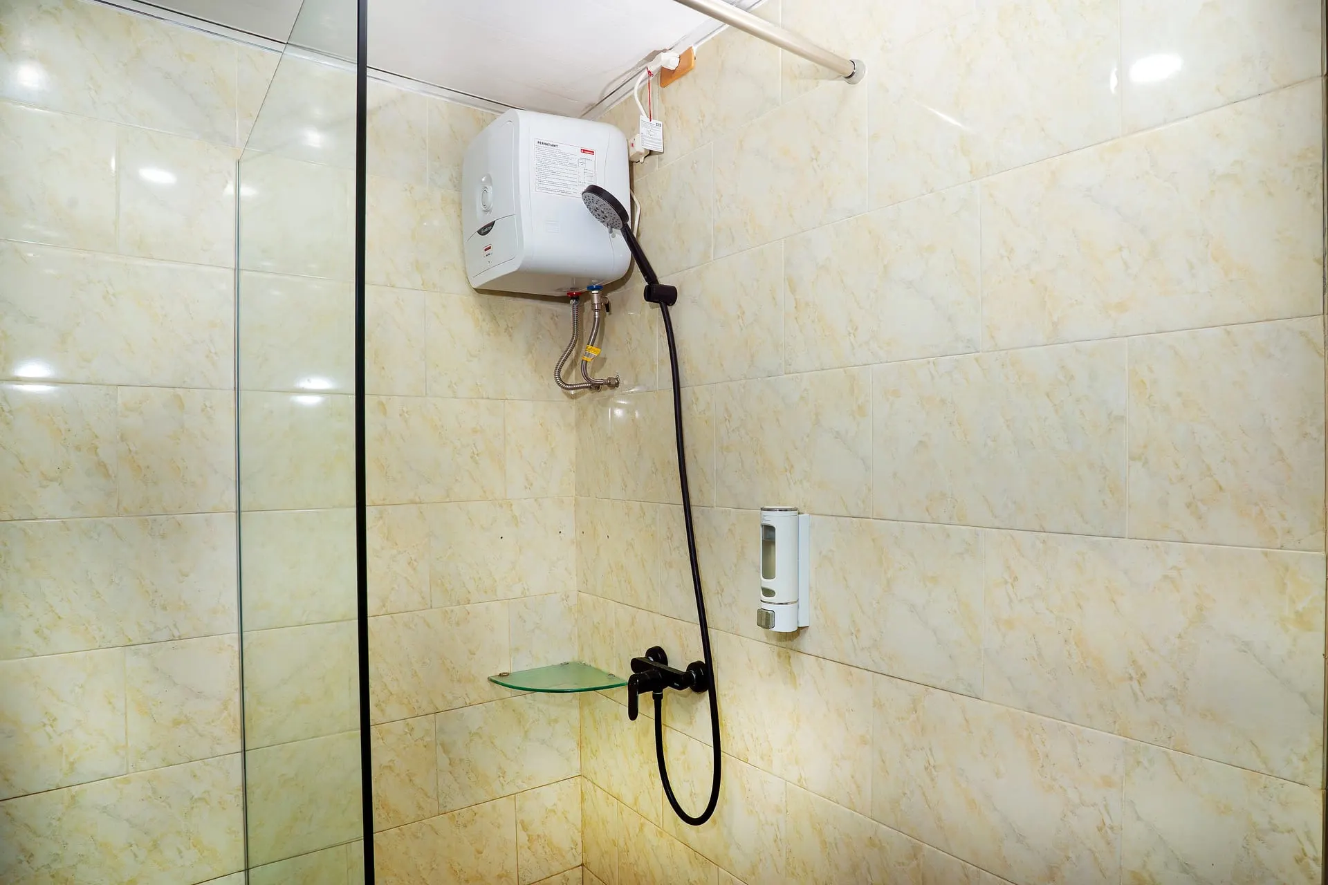 Bathroom shower with water heater