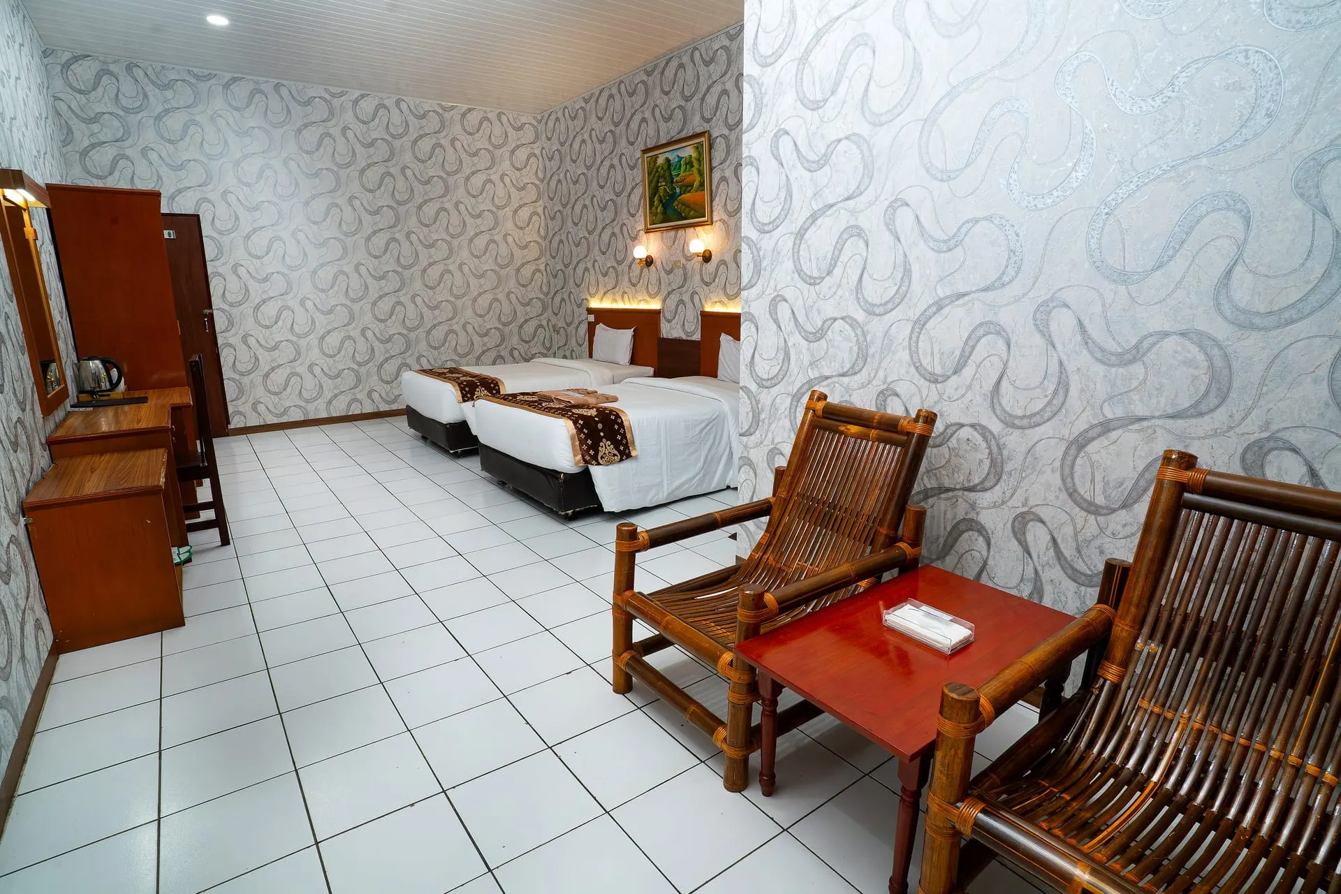 Bamboo seating area in the Superior Room